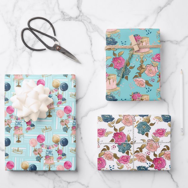 Set aus 3 Überziehpapier Geschenkpapier Set (Vorderseite)