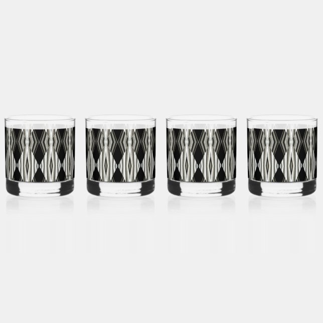 Set aus Abstraktem Trinkbehälter in Schwarz und We Whiskyglas (Vorderseite)