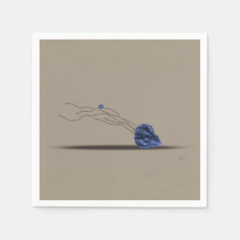 Set aus beigefarbenem blauem Papier Serviette