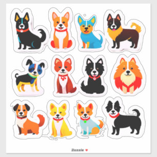 Set aus bezaubernden Hunden Aufkleber