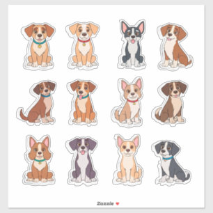 Set aus bezaubernden Hunden Aufkleber
