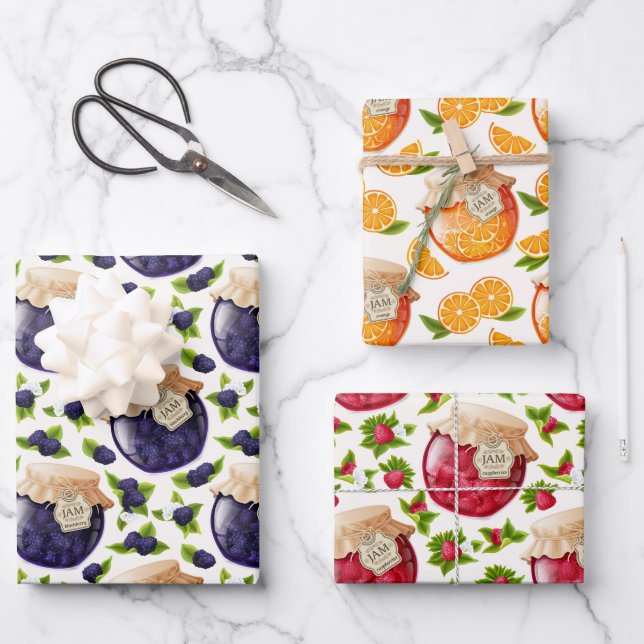Set aus Frischobst-Marmelade Geschenkpapier Set (Vorderseite)