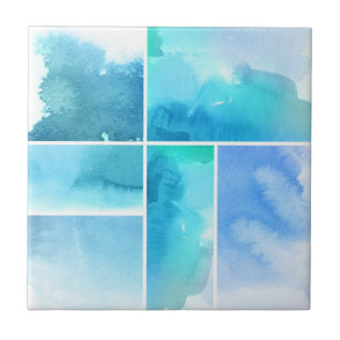 Set aus handgemalten Aquarell-Abstraktionen 2 Fliese