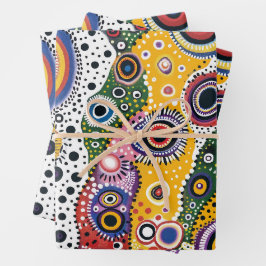 Set de 3 hojas de Papel de Regalo Psicodélico Geschenkpapier Set
