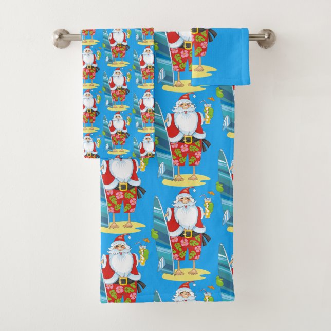 Set de serviettes de plage de Noël Père Noël Holid (En situation)