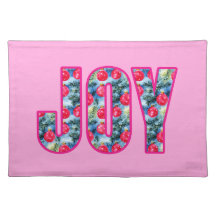 JOY Word Art à Fuchsia rose et vert Turquoise