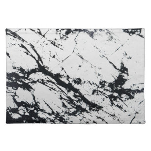 Set De Table Motif de pierre blanche en marbre noir moderne uni