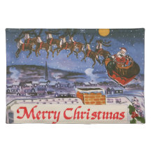 Père Noël de Noël vintage volant son traîneau