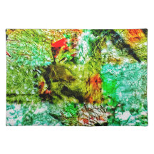 Smooth yellow Cloth Placemat,Relaxed abstract art 