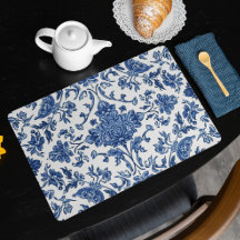 Chinoiserie Florale Bleue Aquarelle Blanche