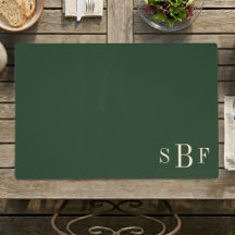 Monogramme personnalisé Velours vert forêt Salle à