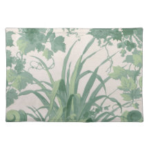 Tapis de table élégant en tissu botanique vert ant