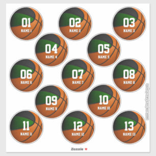 Set der 3 cm grünen schwarzen Basketballmannschaft Aufkleber
