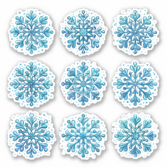 Set der blauen Schneeflocken Aufkleber (Vorderseite)
