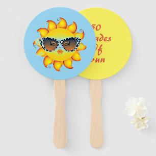 Set der blauen und gelben Emoji Sonnendruckfans au Fächer