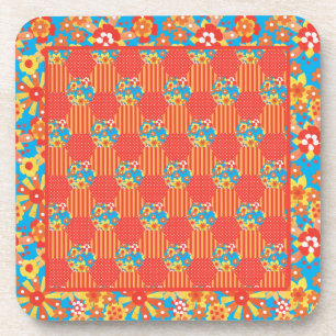 Set der Cork-Backed Untersetzer Orange, Blue Patch