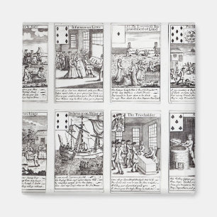 Set der Darstellung satirischer Karten Magnet