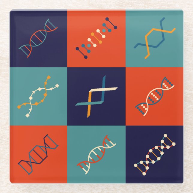 Set der DNA-Stammbiologie Glasuntersetzer (Vorderseite)