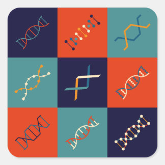 Set der DNA-Stammbiologie Quadratischer Aufkleber