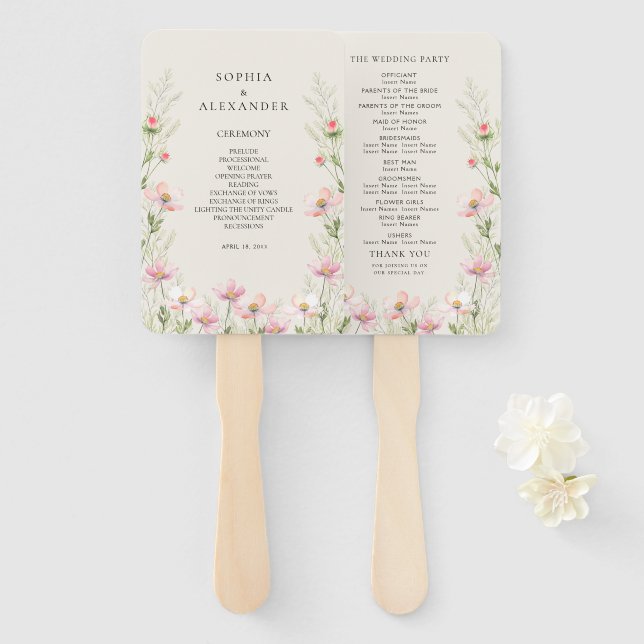 Set der Fans für eine Wildblume Hochzeit. Fächer (Vorne und Hinten)