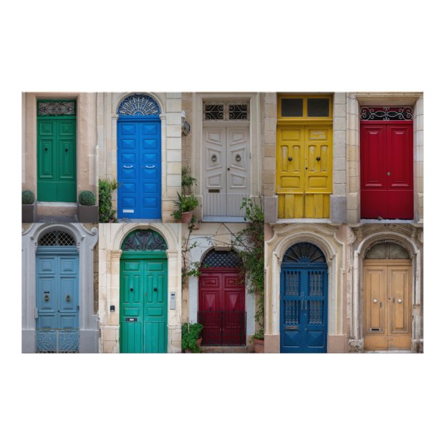Set der farbenfrohen Haustüren in Malta Fotodruck (Vorne)
