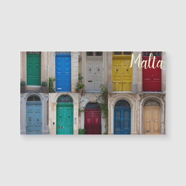 Set der farbenfrohen Haustüren in Malta Magnetkarte (Vorderseite)