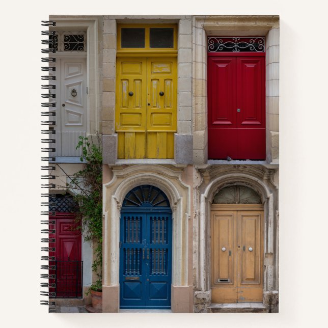 Set der farbenfrohen Haustüren in Malta Notizbuch (Vorderseite)