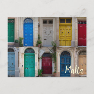 Set der farbenfrohen Haustüren in Malta Postkarte