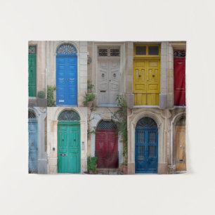 Set der farbenfrohen Haustüren in Malta Wandteppich