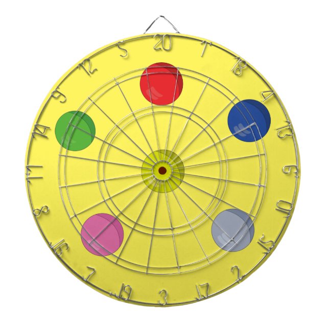 Set der farbigen Kugeln Dartscheibe (vorne)
