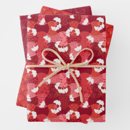 Set der japanischen Roten Kimono-Muster von drei Geschenkpapier Set