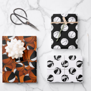 Set der Koordinierung Schwarz-weißer Basketballmus Geschenkpapier Set