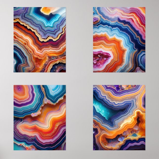 Set der lebendigen Geode Kunst - Farbenfrohe Abstr (Vorderseite)