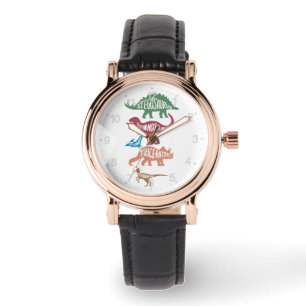 Set der Silhouetten verschiedener Dinosaurier Armbanduhr