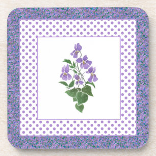 Set der Square Untersetzer, Violets und Polka Dots Untersetzer
