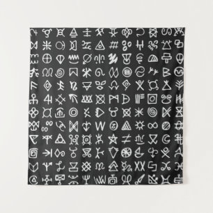 Set der Symbole rune Buchstaben Schriftart. Antike Wandteppich