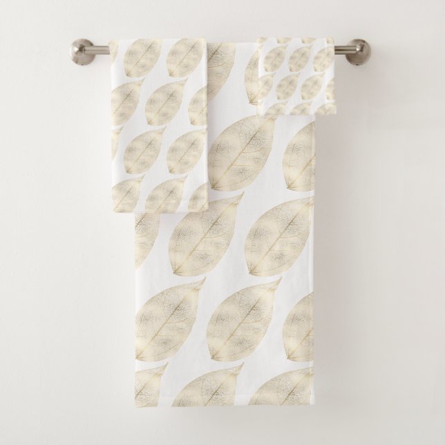 SET DES BADEZIMMER-TOWEL MIT WHITE GOLD LEAF-PATTE (Insitu)