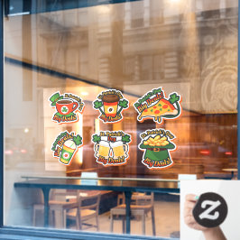Set des sechsten St. Patrick's Day Food Business Fensteraufkleber