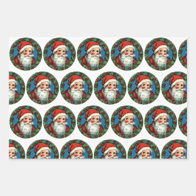 Set-DOTS, SANTA, RED STRIPES Geschenkpapier Set (Vorderseite)