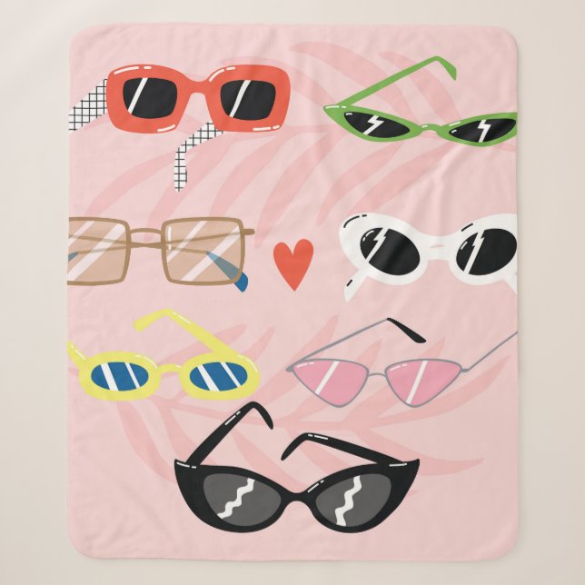 Set einer trendigen Sonnenbrille im Cartoon-Stil Sherpadecke (Vorderseite)