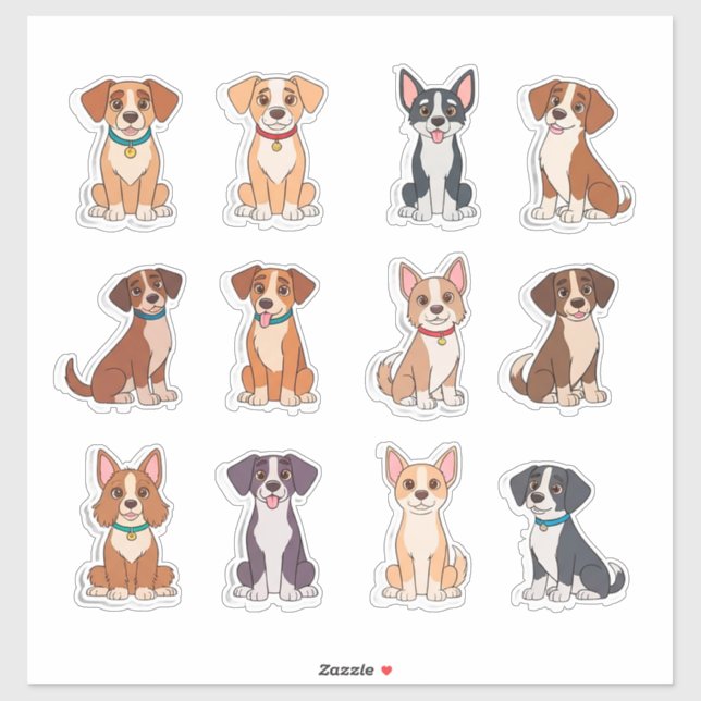 Set entzückender Hunde Aufkleber (Blatt)