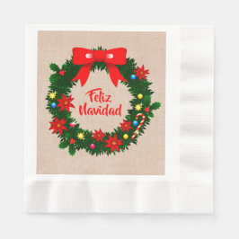 Set Feliz Navidad Merry Christmas Wreath Luncheon Serviette