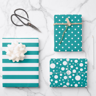 Set für aquamarine Muster in Papierblättern Geschenkpapier Set