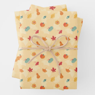 Set für das Flachblatt für Herbstumpfpapier 3 Geschenkpapier Set