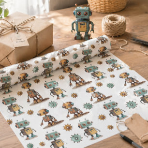 Set für das Flachpapier "Robot Wrapping Paper" von Geschenkpapier Set