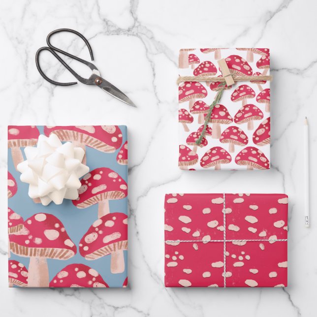 Set für das Mushroom Forest Wrapping Paper Geschenkpapier Set (Vorderseite)