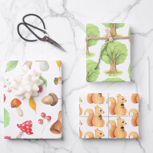 Set für das Wald-Eichhörnchen Geschenkpapier Set (Vorderseite)