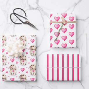 Set für das Wrapping von Bunny and Hearts 3 Geschenkpapier Set