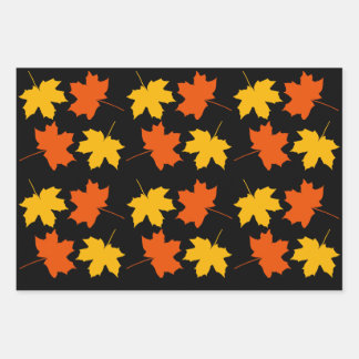 Set für das Wrapping von Papier aus 3 Herbstblätte