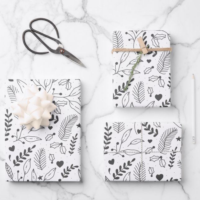 Set für das Wrapping von Urlaubspapieren mit 3 Blä Geschenkpapier Set (Vorderseite)